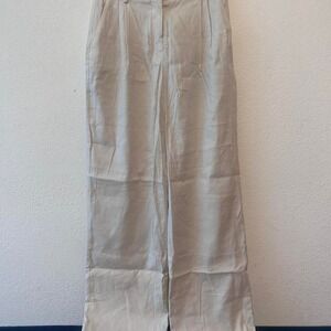 ARITZIA Babaton off white ivory linen wide leg pants size 2 with tag still on